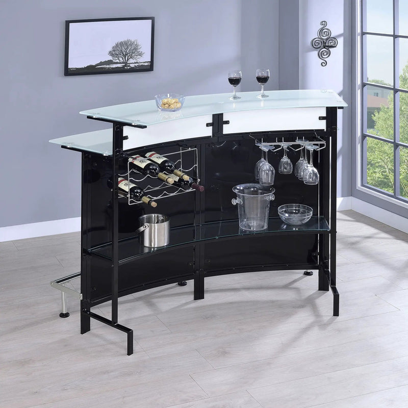 Keystone Curved Glass Top Home Bar Wine Cabinet Black by Unique Piece Furniture