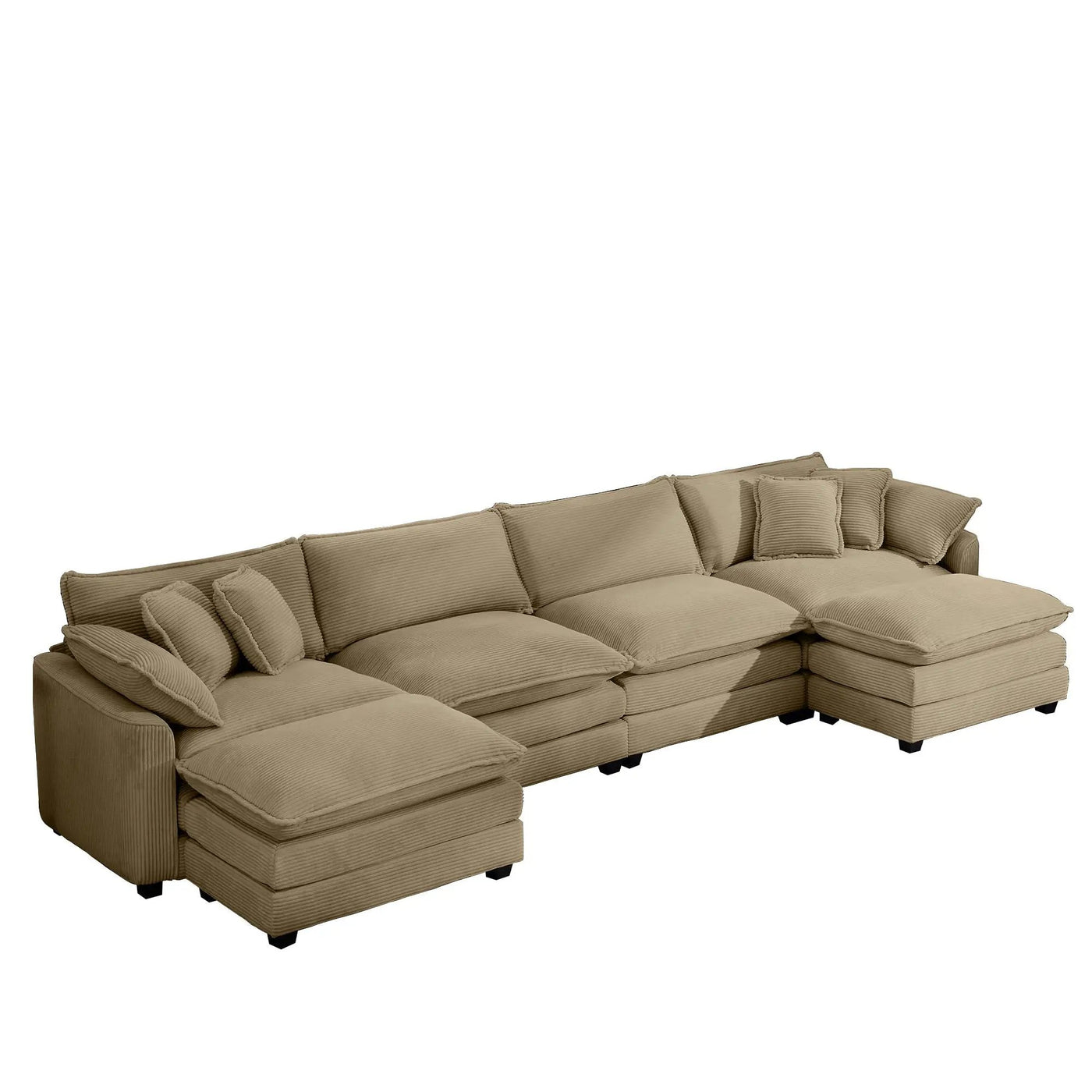Modern Oversized Modular Cushion Sofa With Ottoman, Low Back, Deep Seating Sofa Set by HouseOfZazla