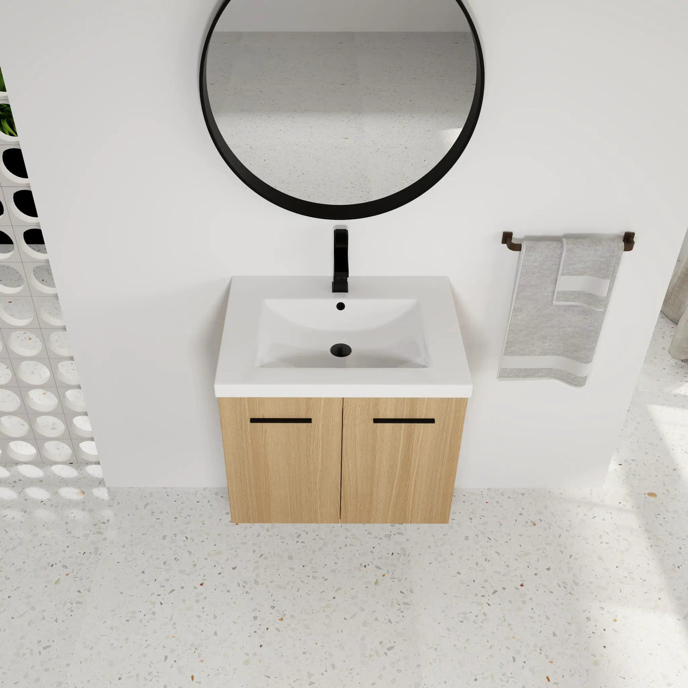 Floating Bathroom Vanity With Sink, Wall Mounted Double Door Storage by HouseOfZazla