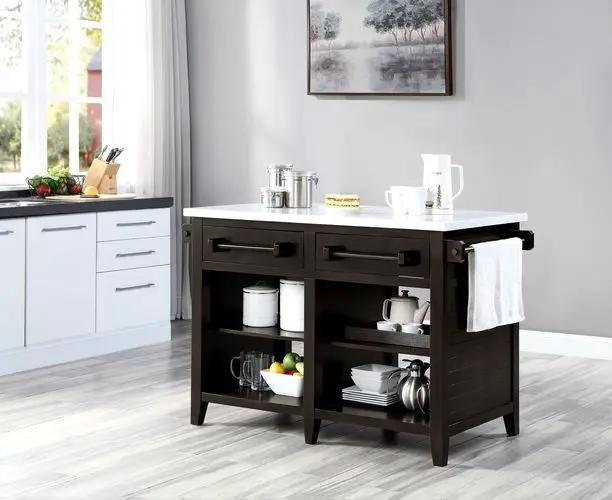 Darwid - Kitchen Island - Marble Top Top & Espresso by Unique Piece Furniture