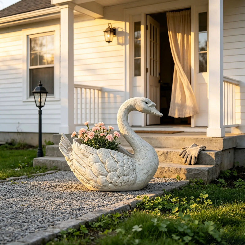 12.6'' Tall Swan Sculpture Planter by HouseOfZazla