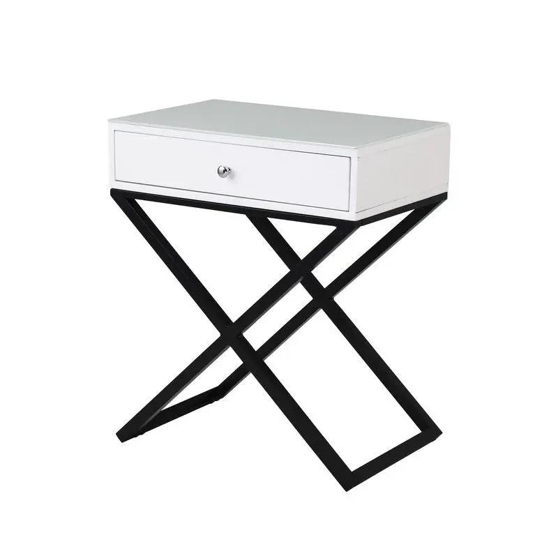 Koda - End Side Table Nightstand, Drawer And Cross Base by HouseOfZazla