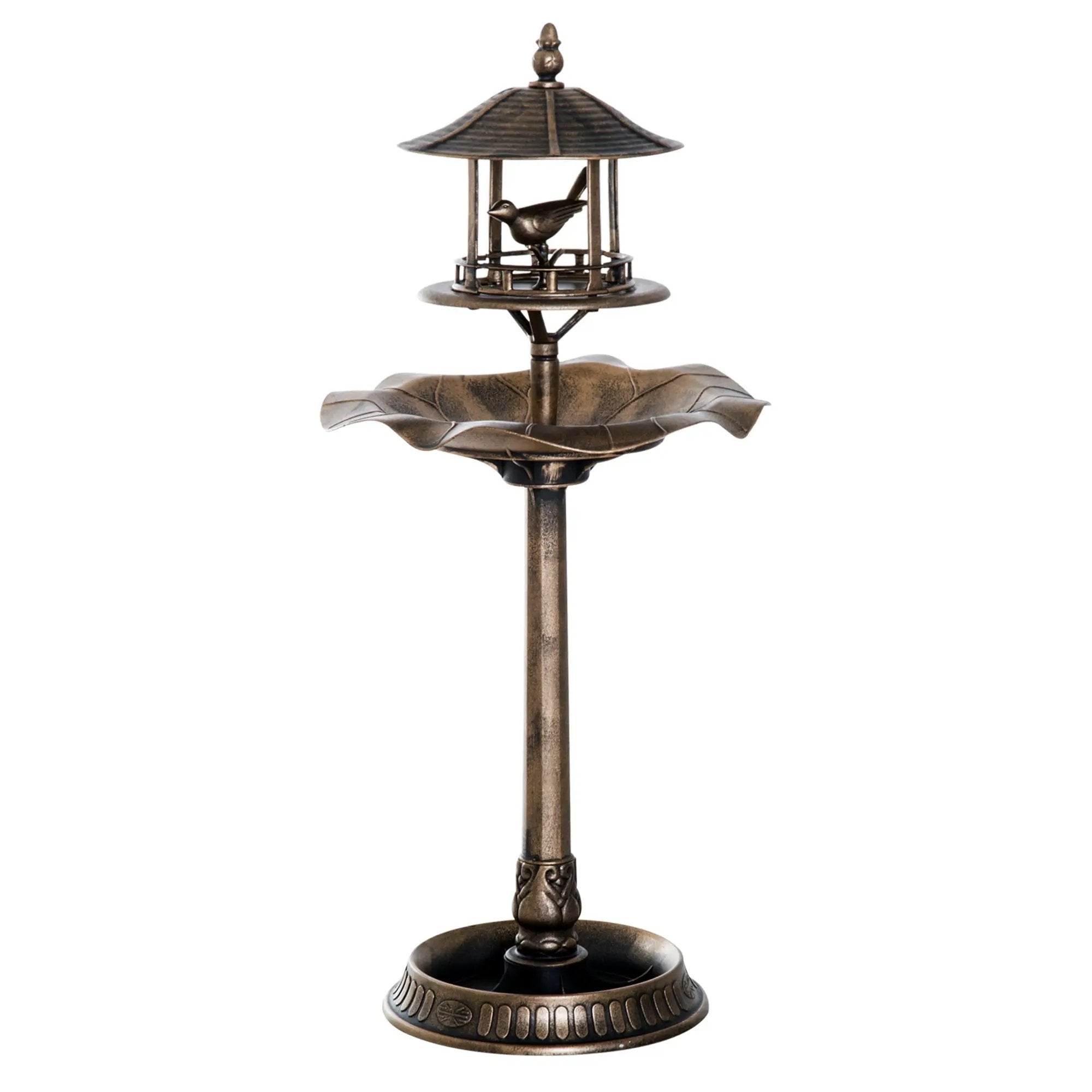 Outsunny 3-in-1 Garden Bird Bath Bowl Pedestal with Bird Feeder and Planter by HouseOfZazla