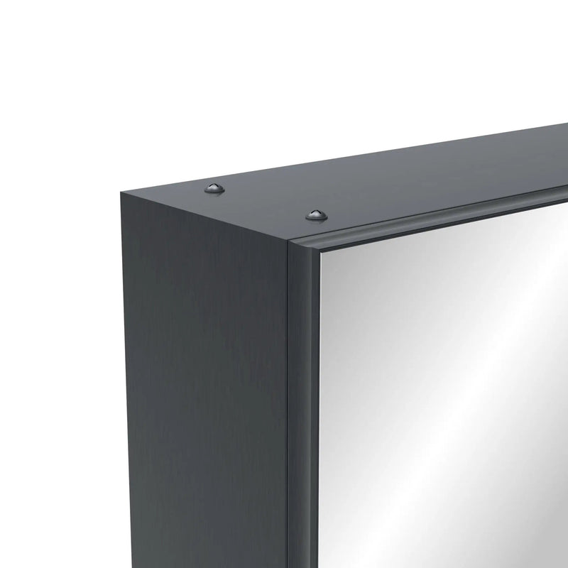 Medicine Cabinet, Wall Mounted Bathroom Mirror With Storage, Adjustable Shelves - Black Brown by Unique Piece Furniture
