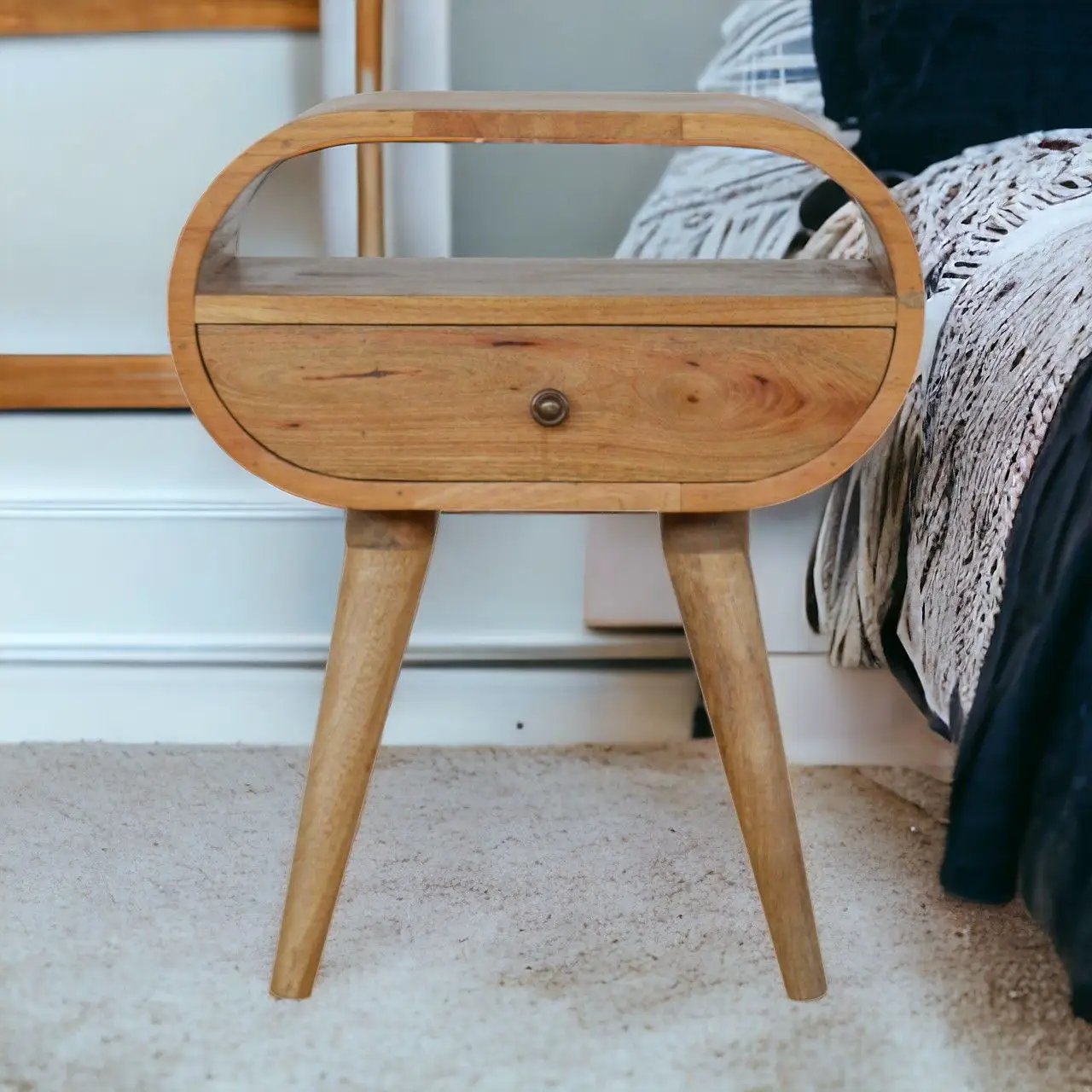 Circular Open Bedside Nightstand by Unique Piece Furniture