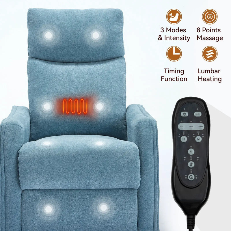 Heat Massage Manual Recliner Chair with Rocker and Swivel in Fabric for Living Room by HouseOfZazla