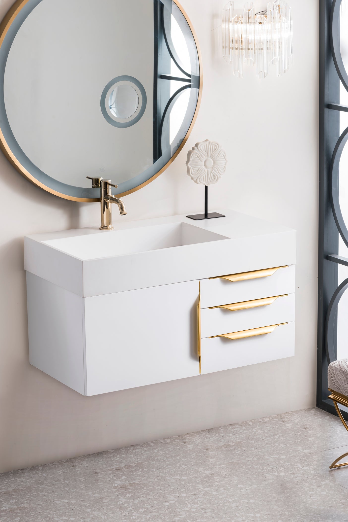 James Martin Columbia 36" Floating Single Bathroom Vanity, Glossy White by James Martin