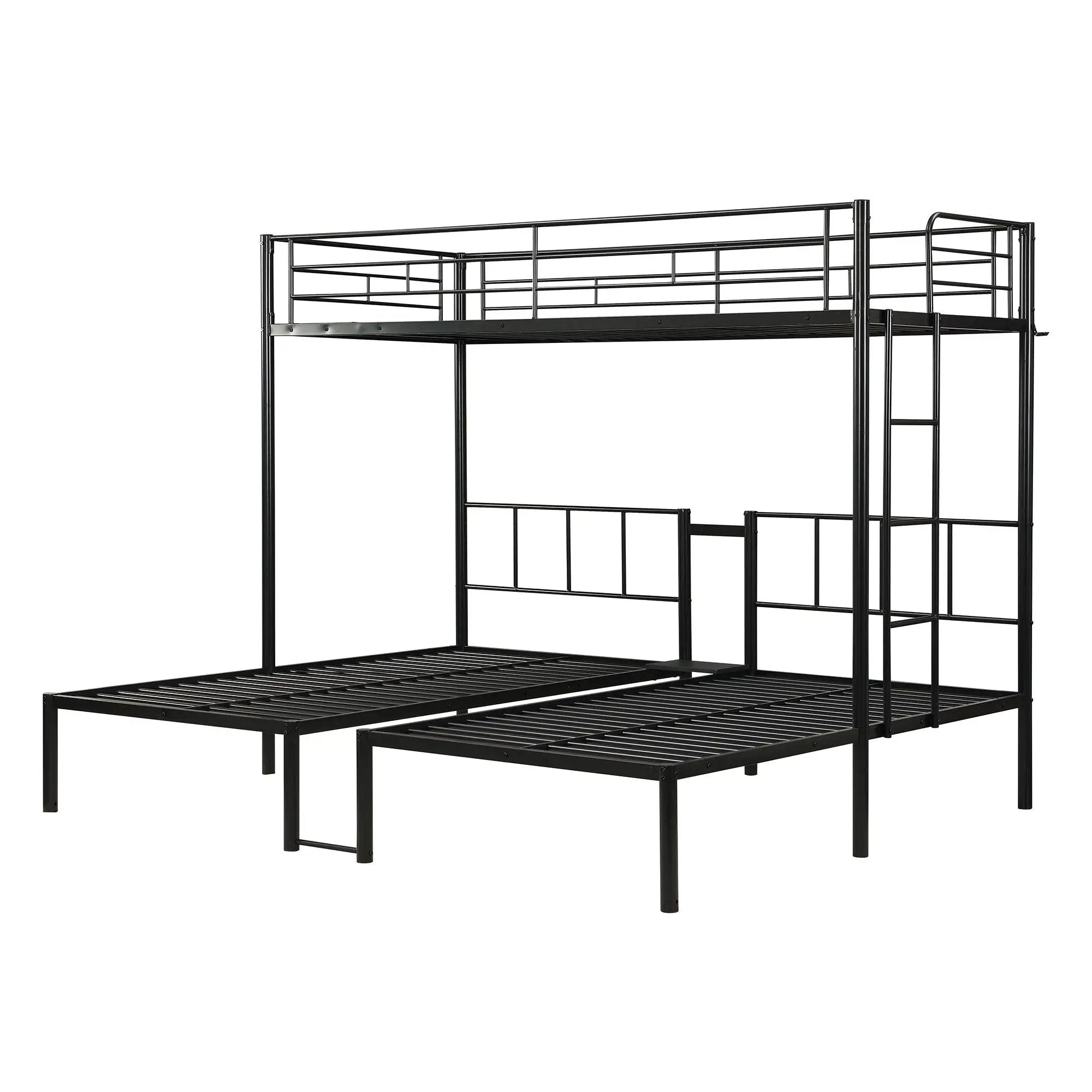 Twin Over Twin Over Twin Triple Bunk Bed With Safety Rails And Storage Shelf - Black by Unique Piece Furniture