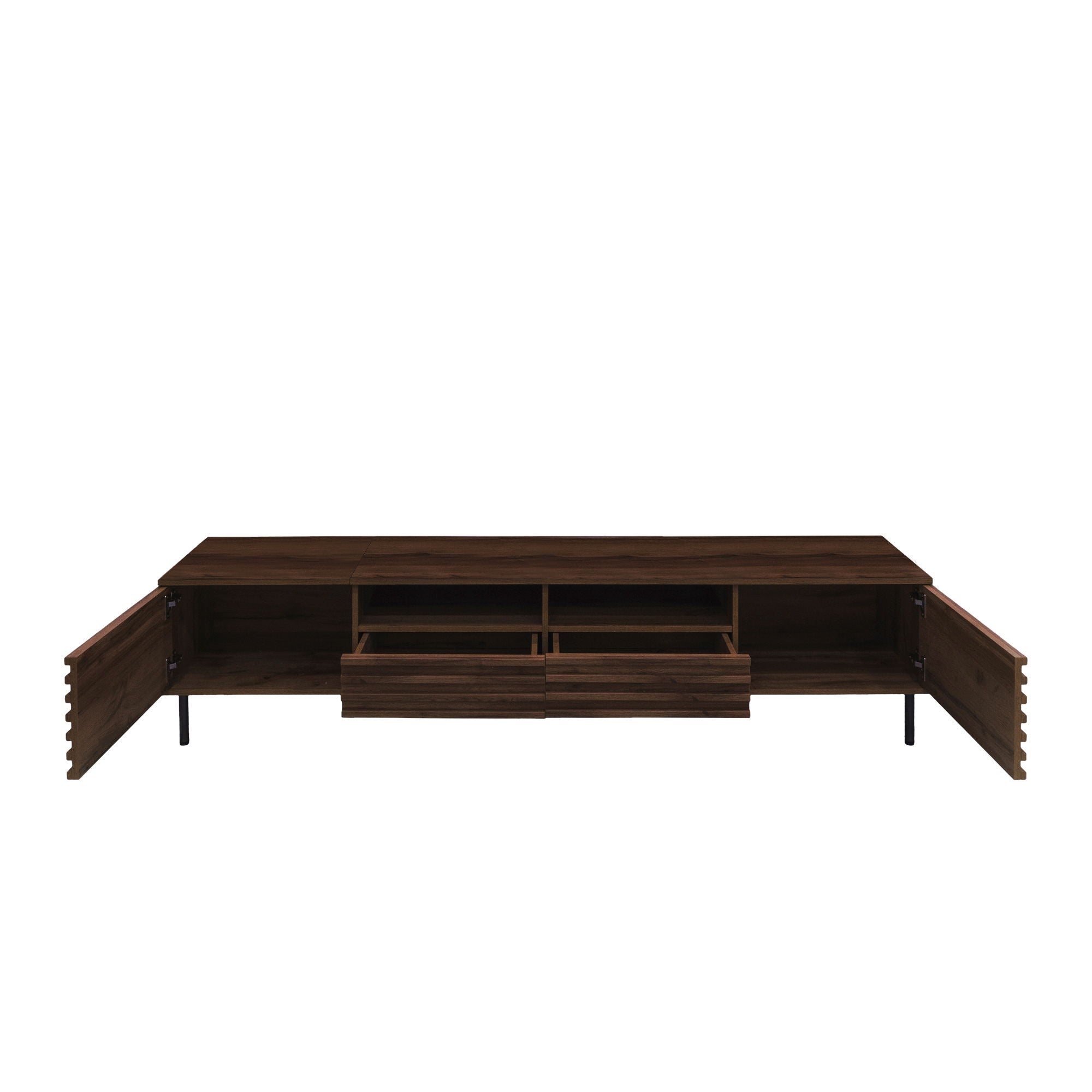 TV Stand For TVs Up To 85" With Closed Storage, Soft Closing Hinges - Walnut by Unique Piece Furniture