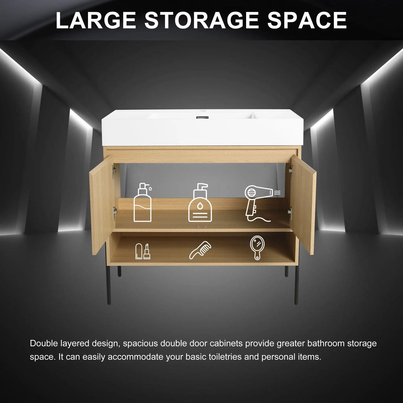 Modern Bathroom Vanity Combo With Single Resin Sink And Storage Cabinet by HouseOfZazla