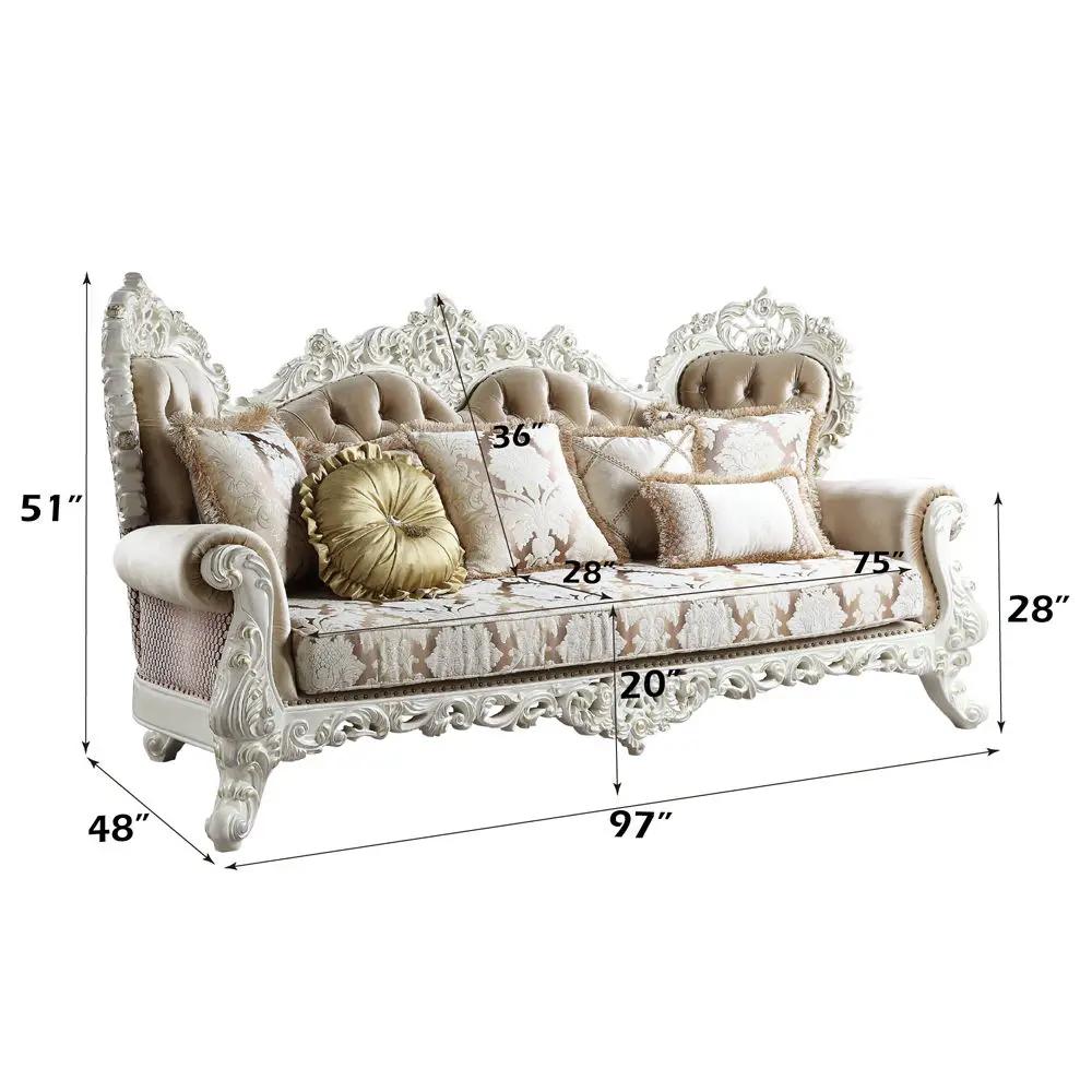 Vanaheim - Sofa With 7 Pillows - Fabric & Antique White by Unique Piece Furniture