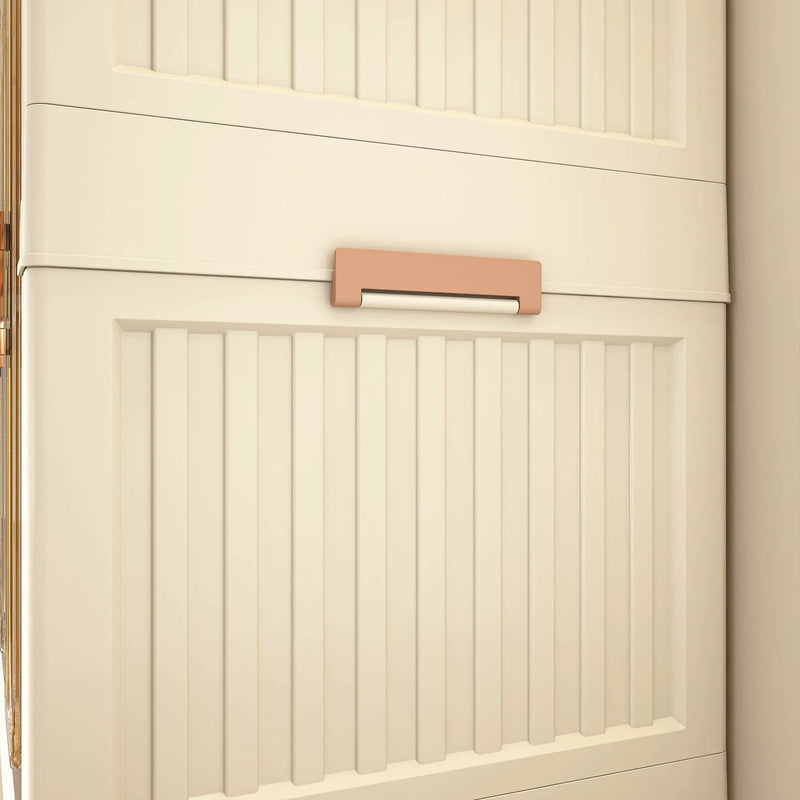Portable Wardrobe Closet Storage Organizer With 9 Magnetic Doors - Cream White by HouseOfZazla