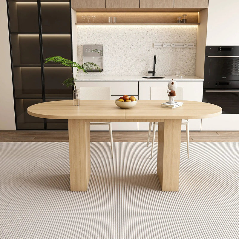 Oval Dining Table With Wood Strip Base by Unique Piece Furniture