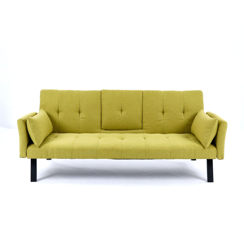 Sofa Bed With Foldable Design And Cup Holder - Green by HouseOfZazla