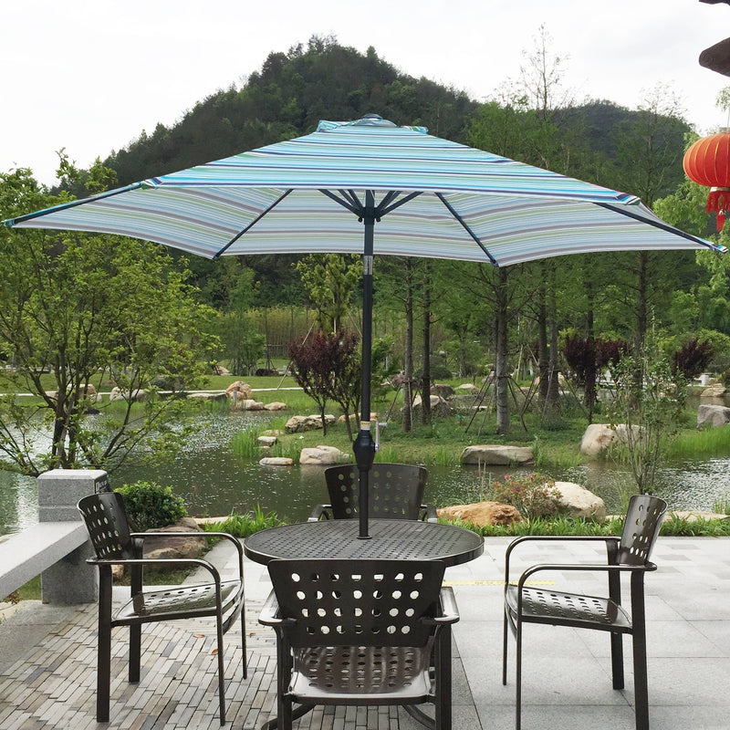9FT Umbrella Blue Stripes by HouseOfZazla