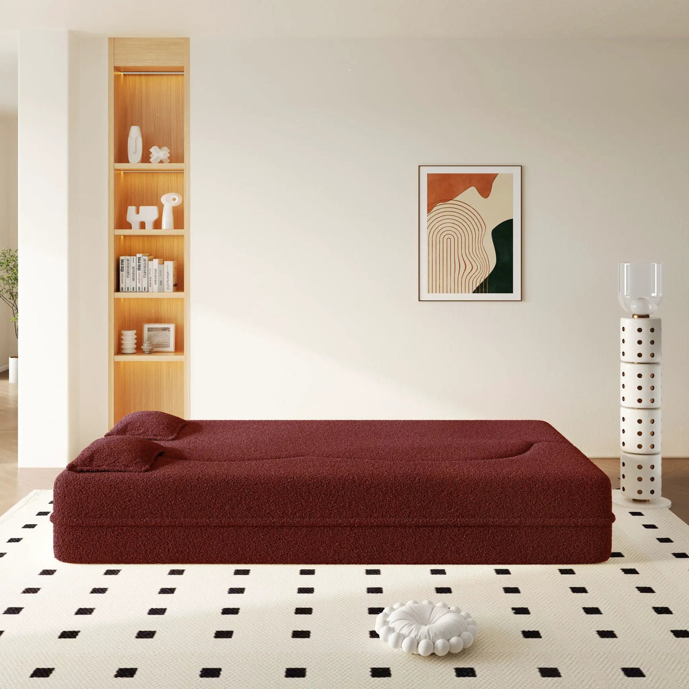 Modern Floor Sleeper Sofa Bed With 2 Pillows, Convertible Twin Size Folding Mattress For Living Room by HouseOfZazla