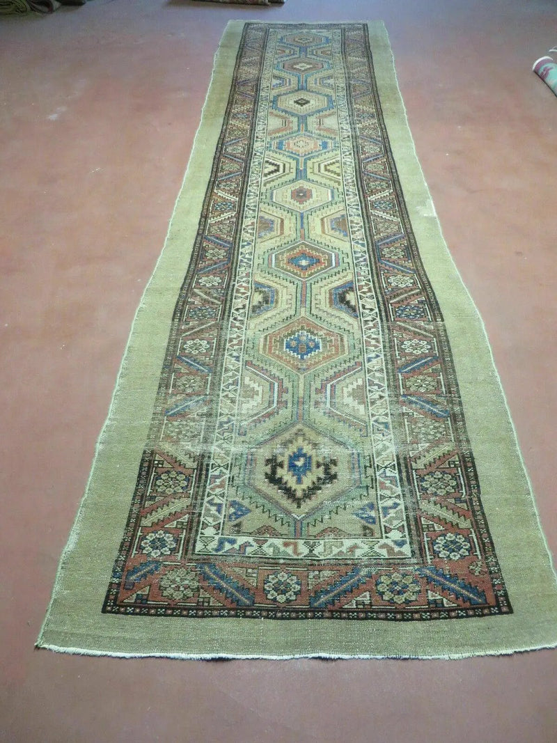 3'4" X 12' Antique Hand Made Turkish Wool Rug Runner Carpet Camel Hair Nice by Jewel Rugs