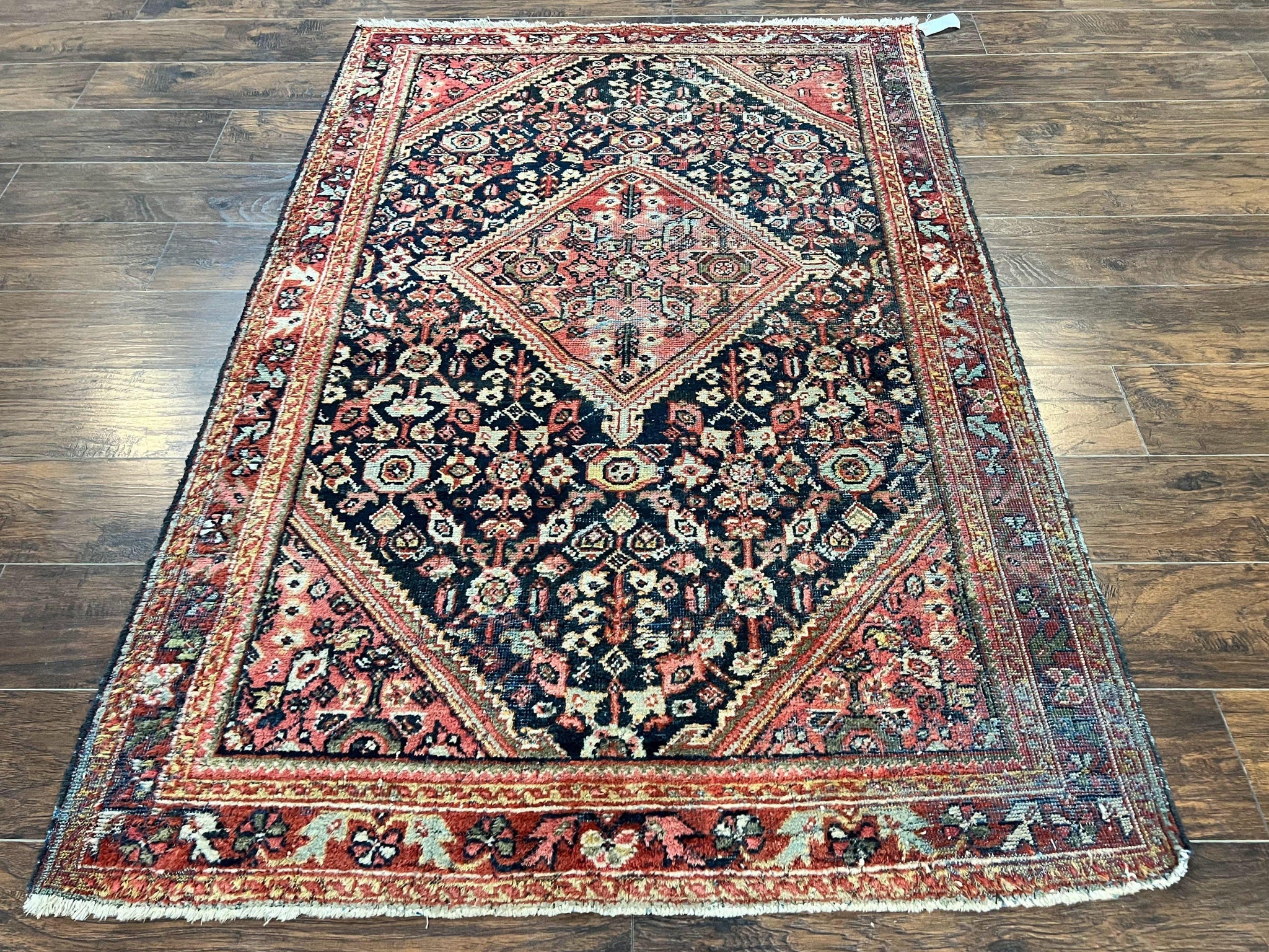 Antique Persian Mahal Rug 4x7, Wool Hand Knotted Tribal Geometric Carpet by Jewel Rugs