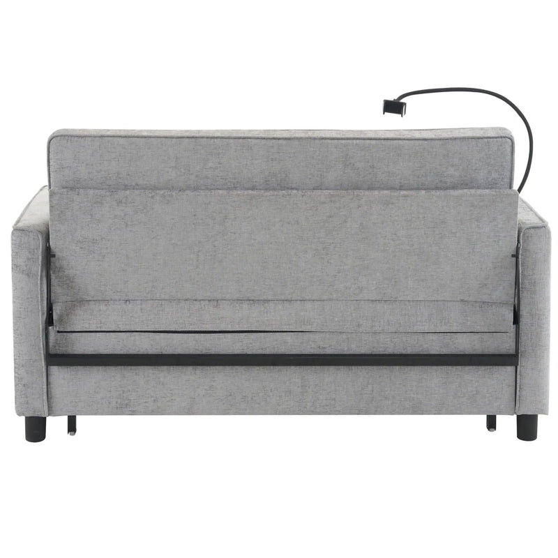 Pull-Out Sleeper Sofa With Reversible Backrest Cushion, Side Pockets, 2 USB Ports And A Phone Holder For Living Room by HouseOfZazla