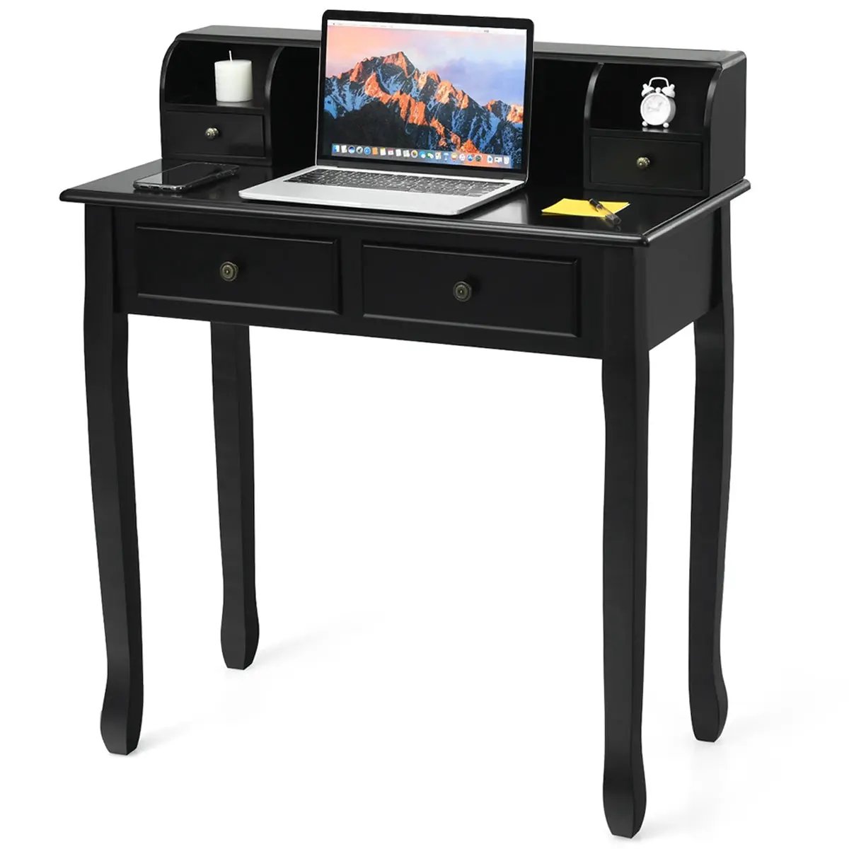 Writing Desk 2-Tier Vanity Desk Computer Desk with 4 Drawers by DirectDeals