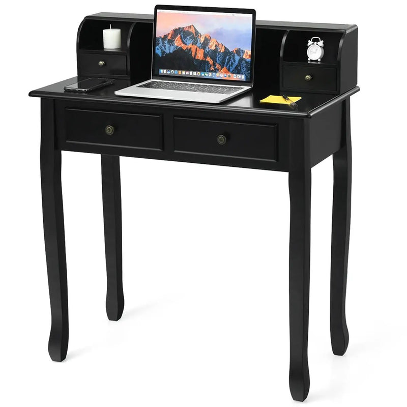 Writing Desk 2-Tier Vanity Desk Computer Desk with 4 Drawers by DirectDeals