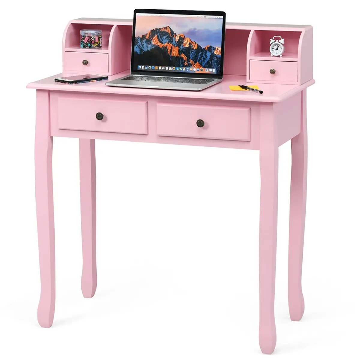 Writing Desk 2-Tier Vanity Desk Computer Desk with 4 Drawers by DirectDeals