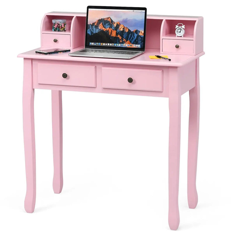 Writing Desk 2-Tier Vanity Desk Computer Desk with 4 Drawers by DirectDeals