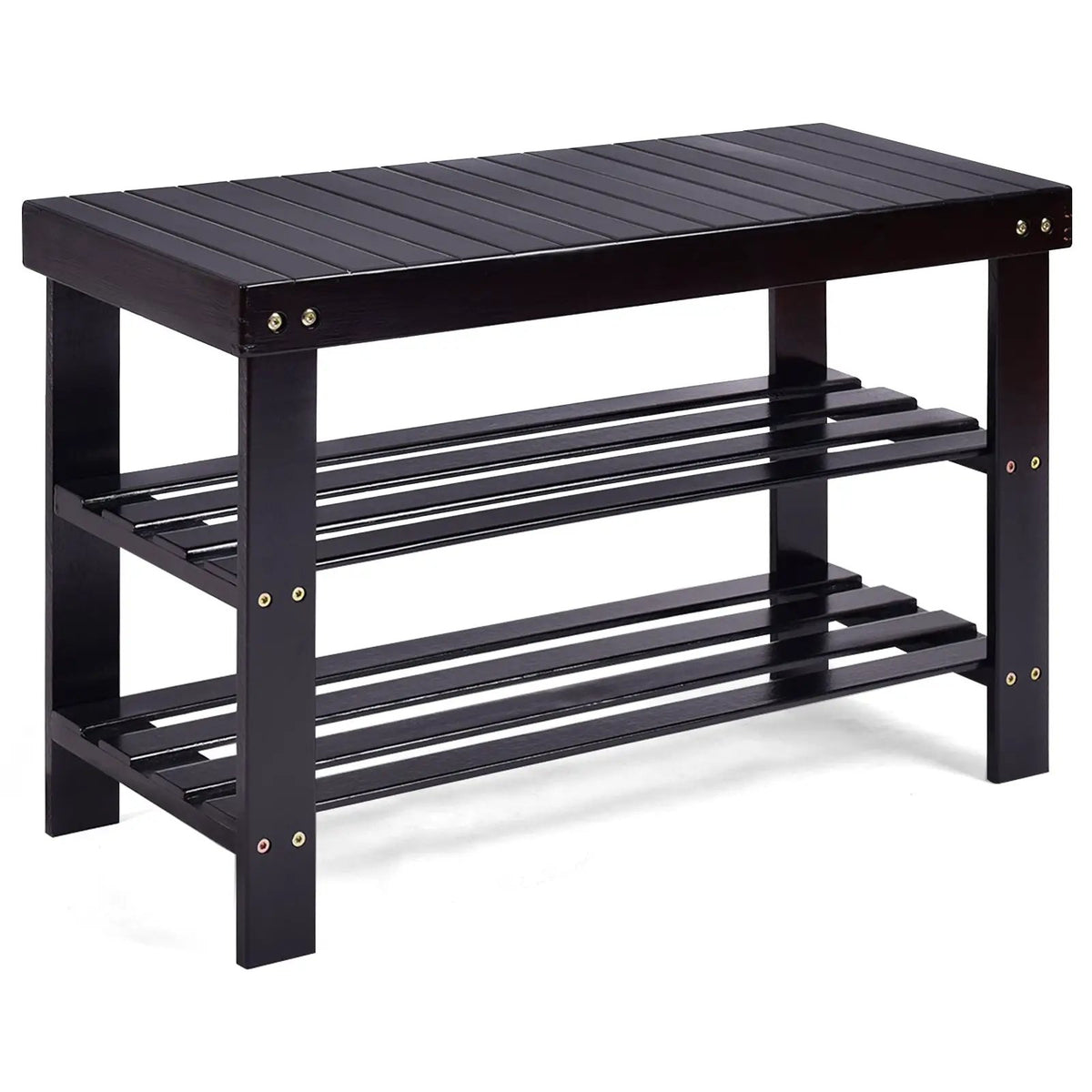 3 Tier Bamboo Bench Storage Shoe Shelf-Natural by DirectDeals