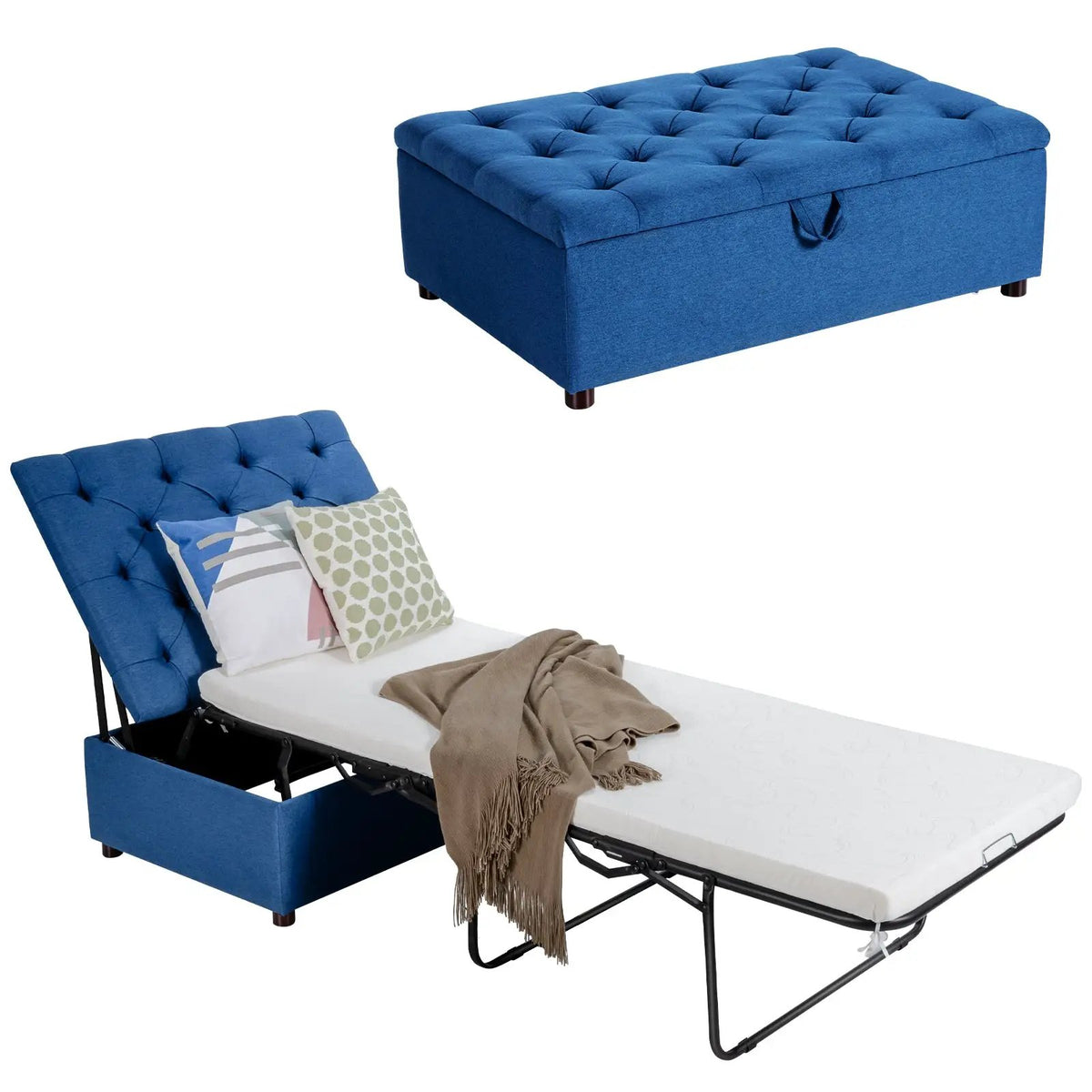 Folding Ottoman Sleeper Bed with Mattress for Guest Bed and Office Nap by DirectDeals