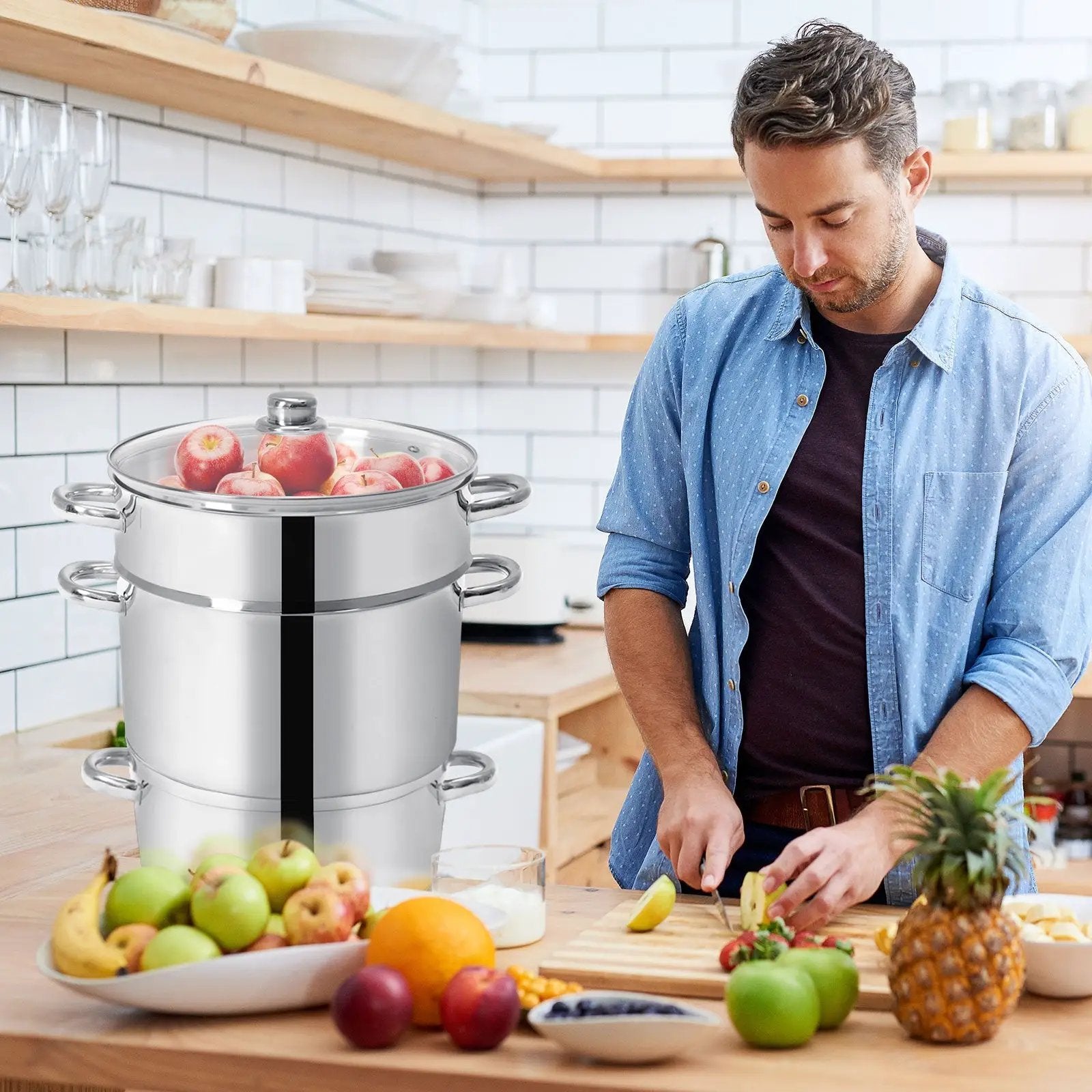 11-Quart Stainless Steel Fruit Juicer Steamer by DirectDeals
