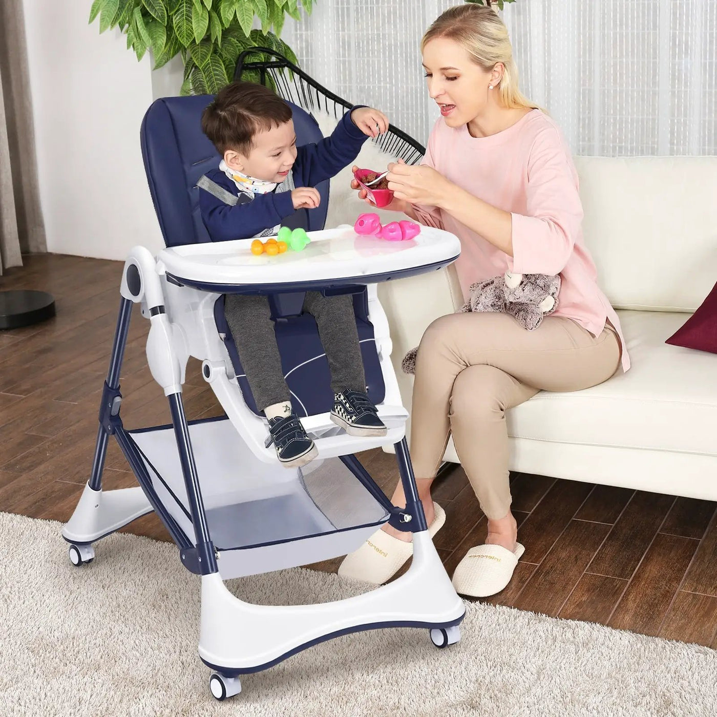 A-Shaped High Chair with 4 Lockable Wheels by DirectDeals
