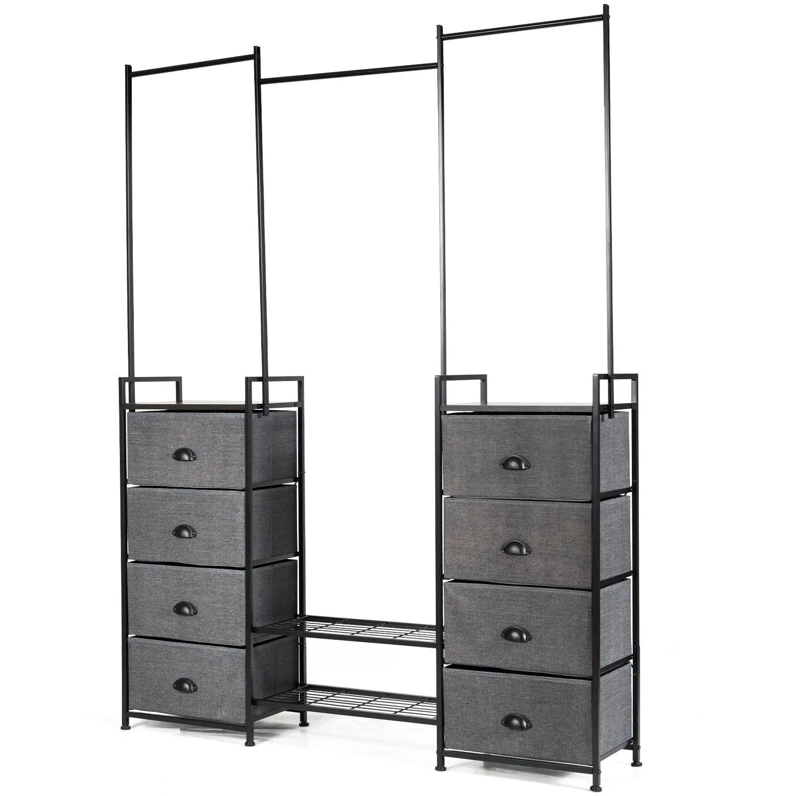 3-in-1 Portable Multifunctional Dresser with 8 Fabric Drawers and Metal Rack by DirectDeals