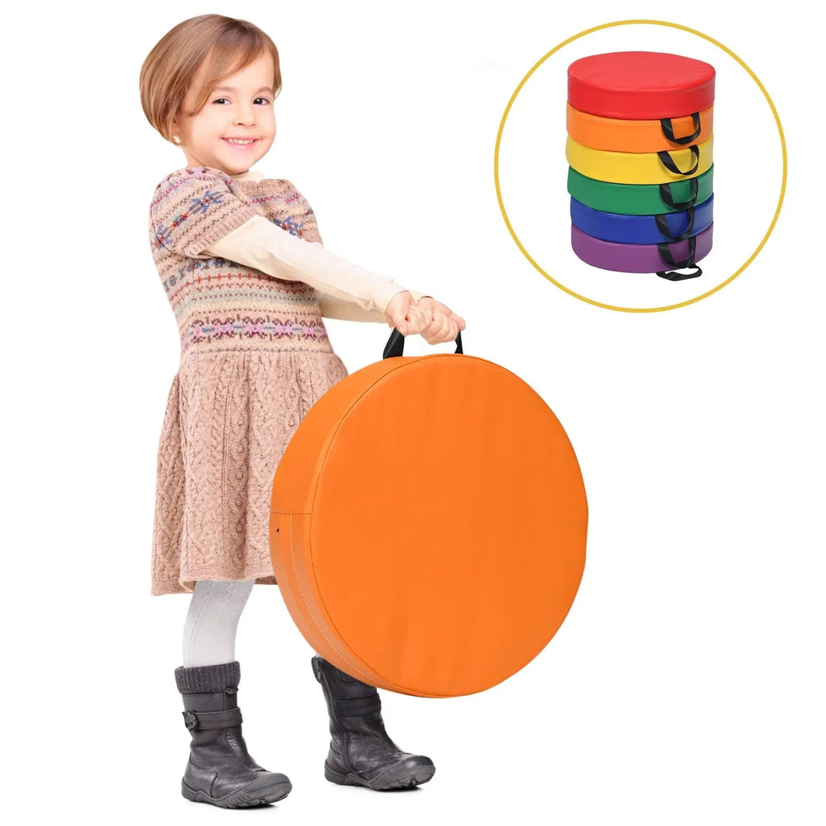 6 Pieces 15 Inch Round Toddler Floor Cushions by DirectDeals