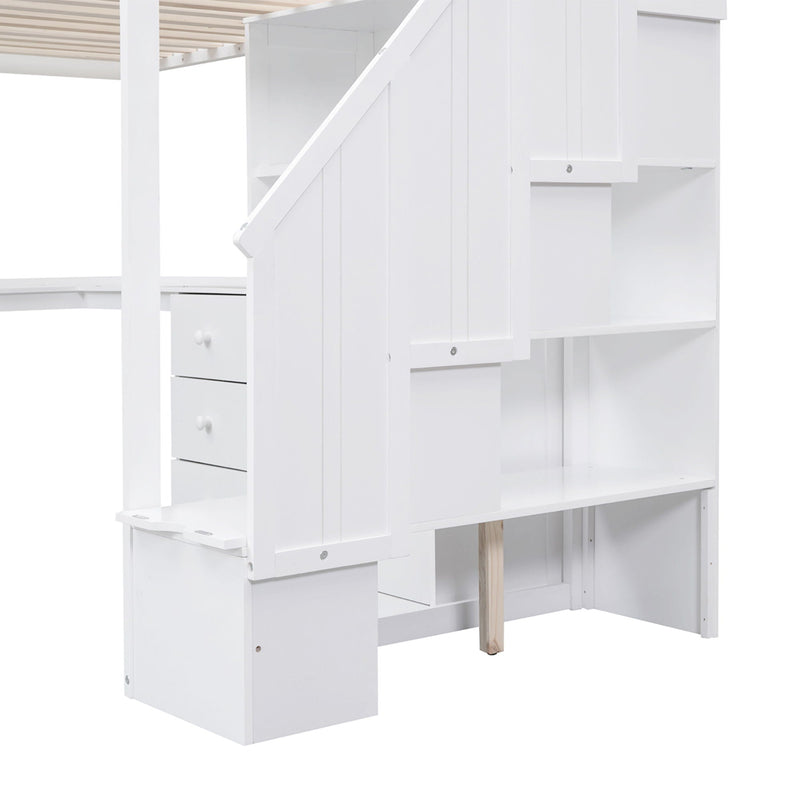 Loft Bed With L Shaped Desk, Drawers, Cabinet, And Storage Staircase by HouseOfZazla