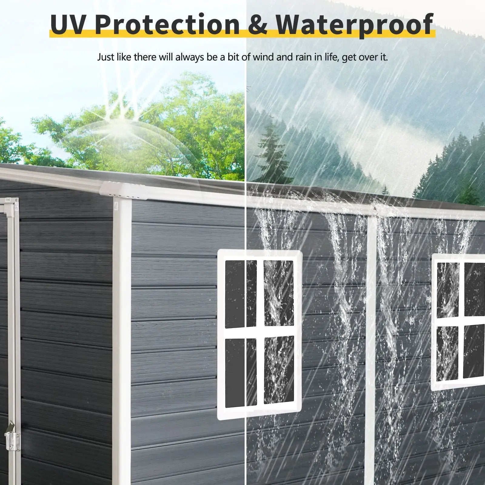 Outdoor Storage Shed With Floor Resin Shed With Two-Window, Waterproof, Lockable Doors For Patio, Yard, Lawn by HouseOfZazla