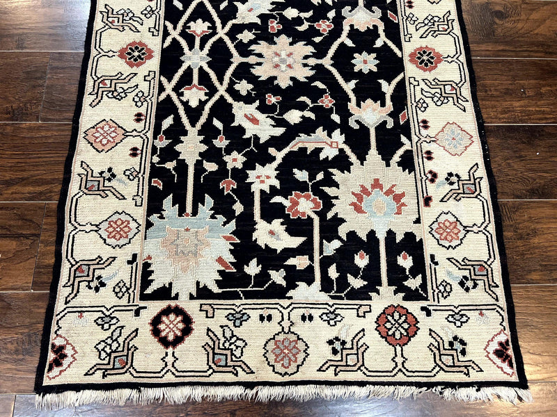 Turkish Flatweave Kilim Rug 3x5, Black, Handmade Vintage Wool Carpet by Jewel Rugs