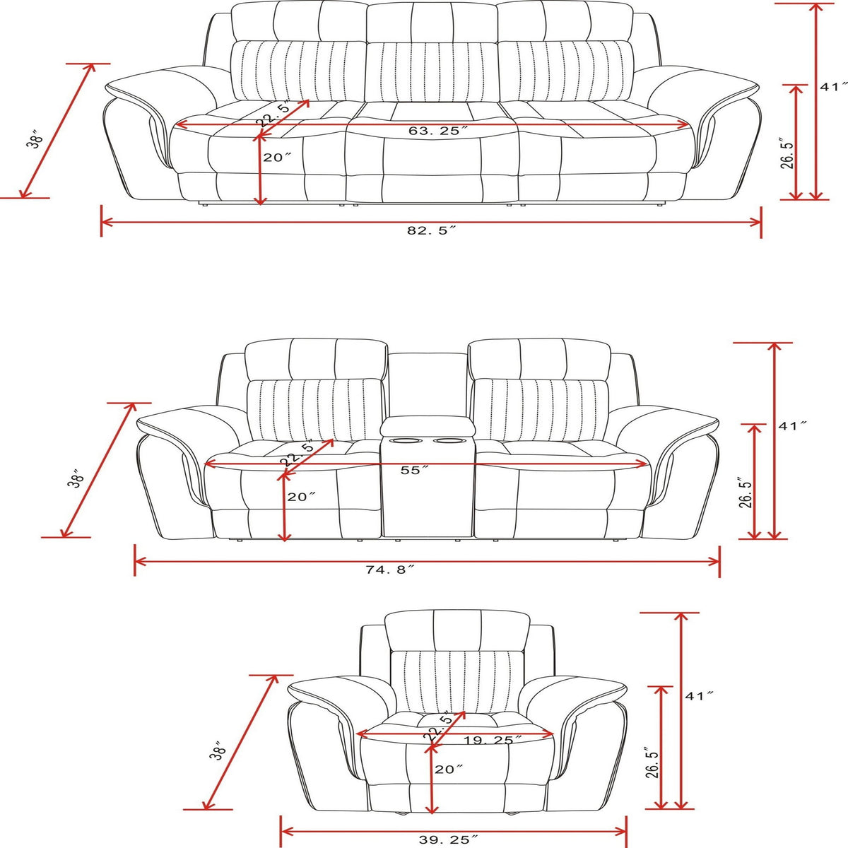 Steban Glider Recliner with Smooth Motion – Gray, photo 2 of 6