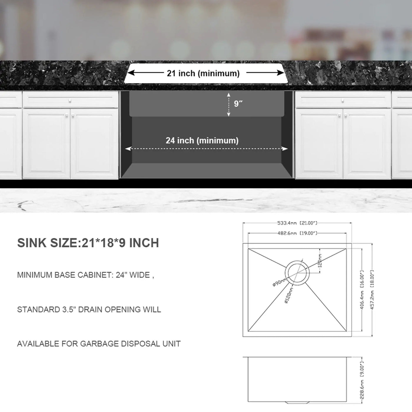Undermount Stainless Steel Kitchen Sink, Deep Single Bowl Basin by HouseOfZazla