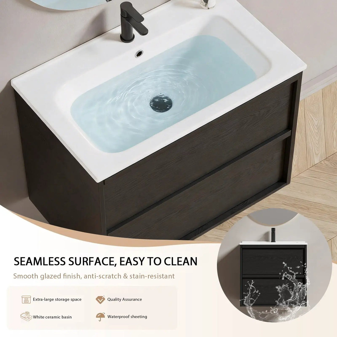30 Inch Bathroom Vanity Cabinet With Ceramic Sink by HouseOfZazla