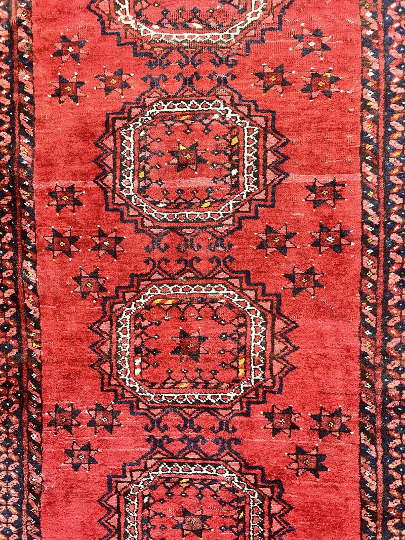 Afghan Rug 3x6, Semi Antique Vintage Oriental Carpet, Wool Handmade Red Rug, Tribal Rug, Afghan Beshir Rug by Jewel Rugs