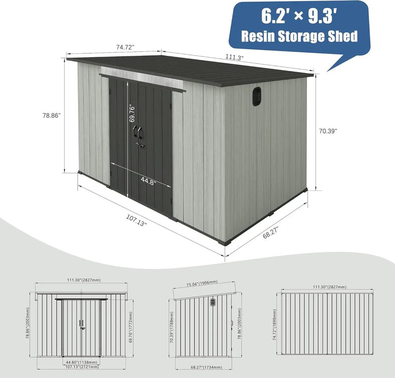 6x9FT Outdoor Resin Storage Shed with Transparent Windows & Louvered Vents by HouseOfZazla