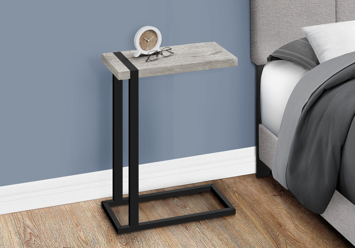 C-Shaped Accent Table with Metal Frame - Black, Gray, or Light Brown, photo 4 of 12