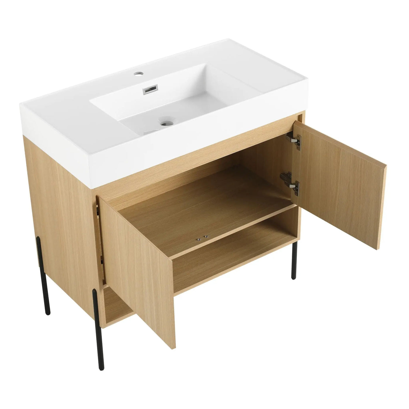 Modern Bathroom Vanity Combo With Single Resin Sink And Storage Cabinet by HouseOfZazla