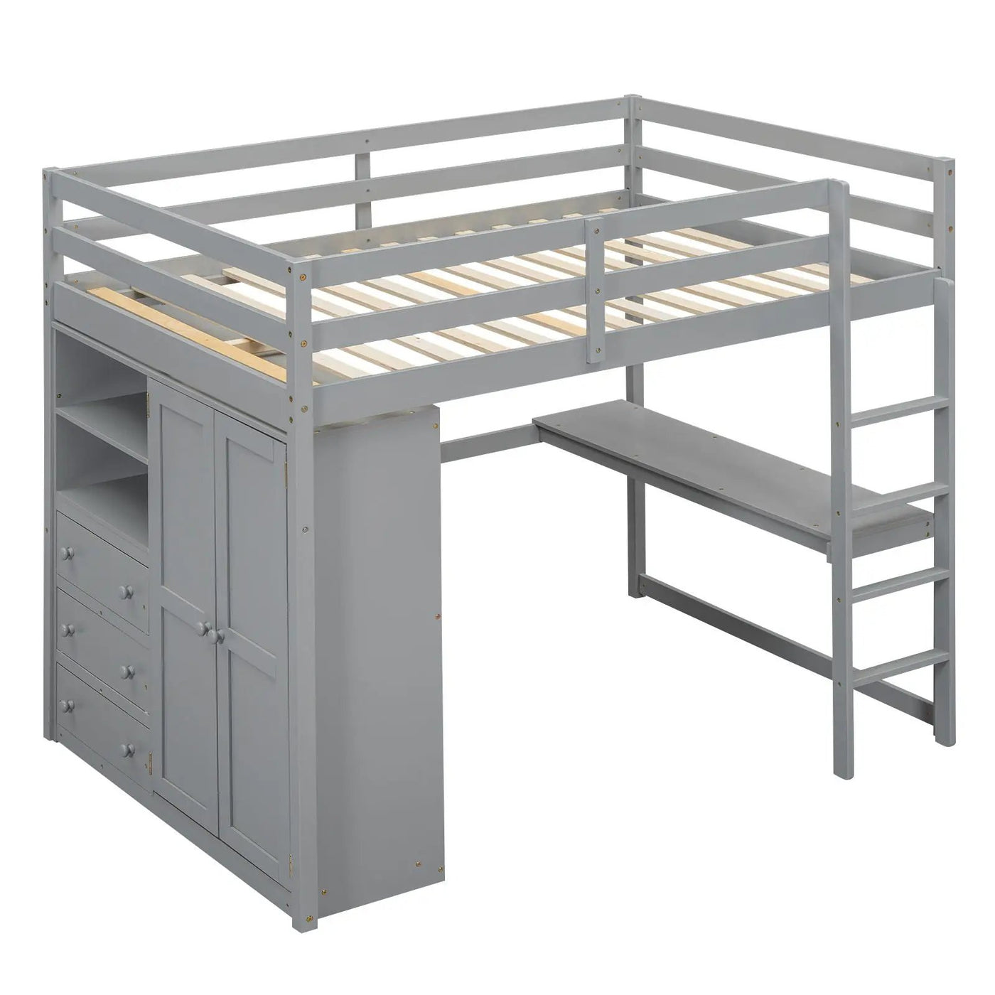 Loft Bed With Built In Wardrobe, Shelves And Drawers by HouseOfZazla