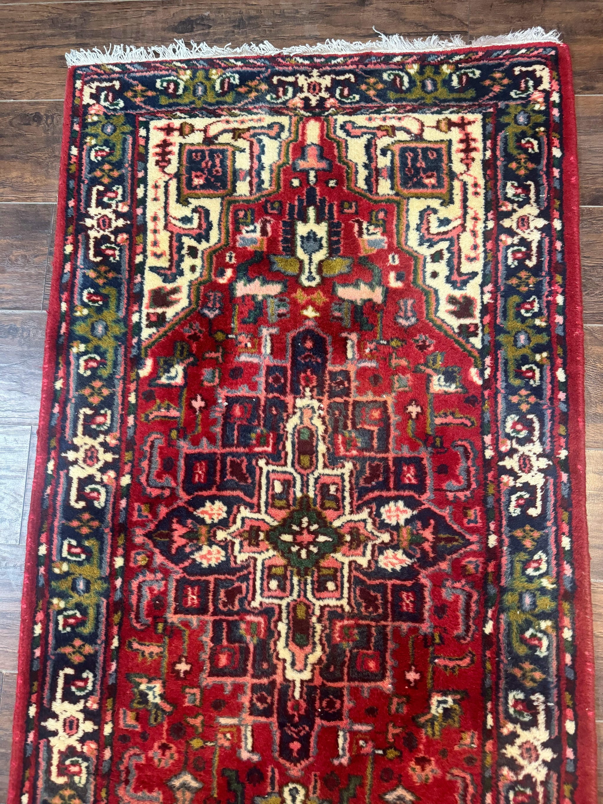 Indo Persian Heriz Runner Rug 3 x 17, Geometric Long Runner Carpet for Hallway, Medallions, Wool Runner Rug 3x17 by Jewel Rugs