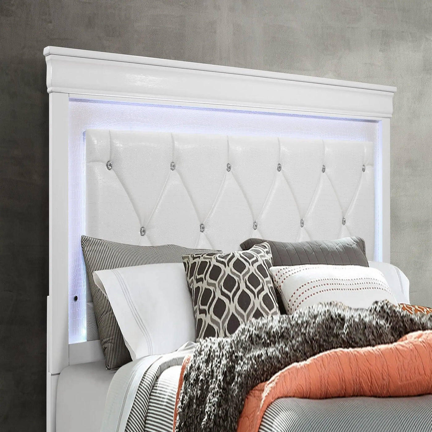Shaker - Bed With LED Lighting And Crystal Inspired Tufted Headboard by HouseOfZazla