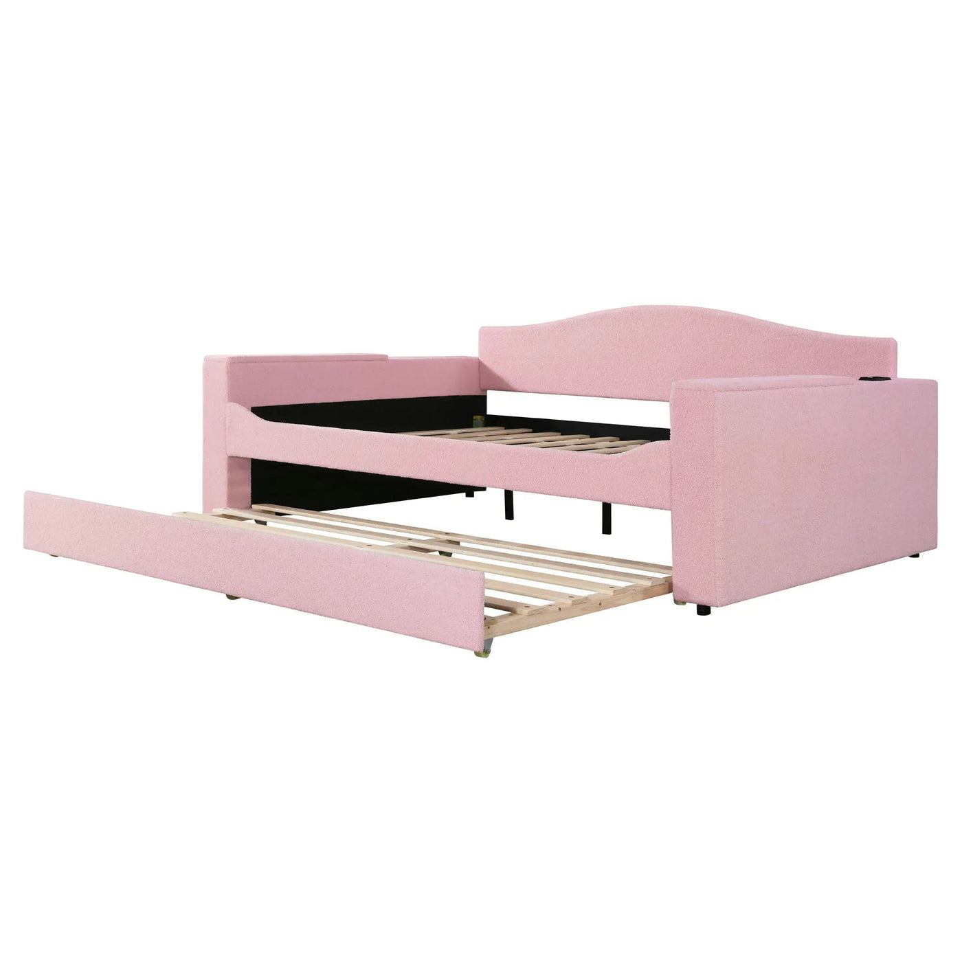 Upholstered Daybed With Storage Armrests, Trundle And Latest Integrated tooth Audio System by HouseOfZazla