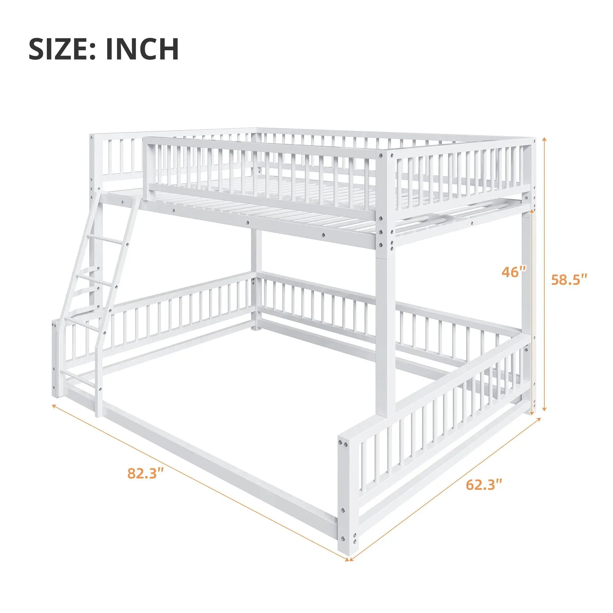 Bunk Bed Frame With Ladder And Safety Guardrails by HouseOfZazla