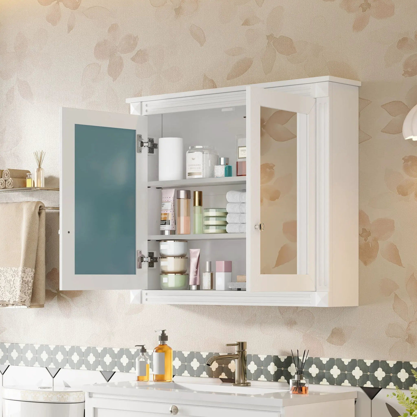 Wall-Mounted Medicine Cabinet With 2 Mirrors and Adjustable Shelves by HouseOfZazla