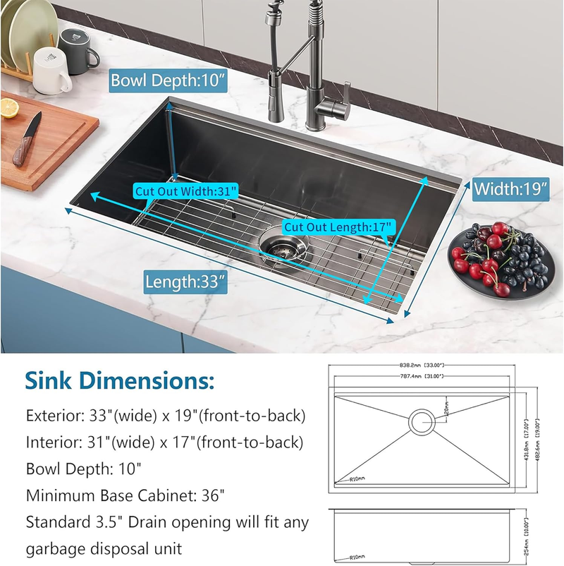 33 Gunmetal Undermount Kitchen Sink by HouseOfZazla